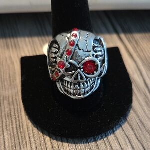Skull Ring with One Red Eye